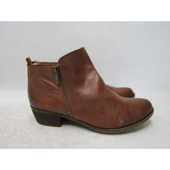 Lucky Brand Womens Size 9.5 M Brown Leather Zip Ankle Fashion Boots Bootie - Picture 3 of 11